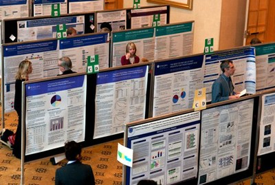 Attendees viewing posters at the 2010 BCCA Annual Cancer Conference.
