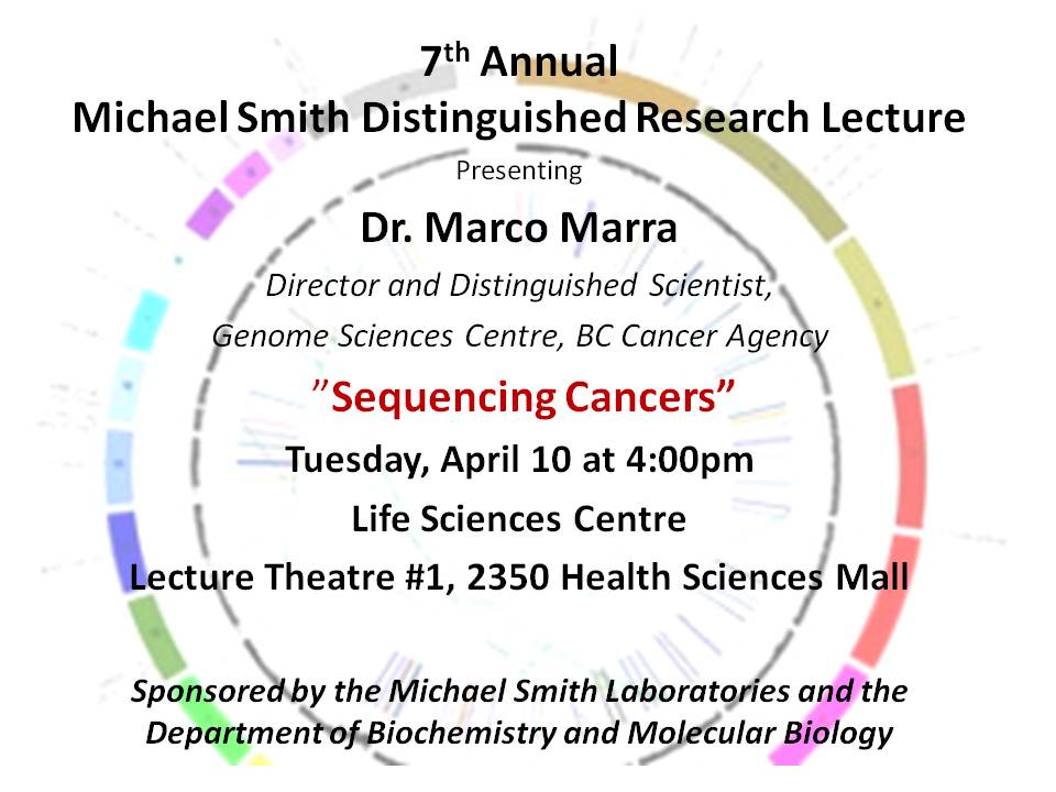 Michael Smith Distinguished Research Lecture - April 10th