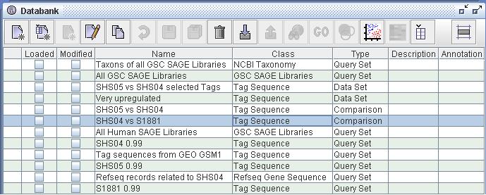 Screenshot of databank - Comparison selected
