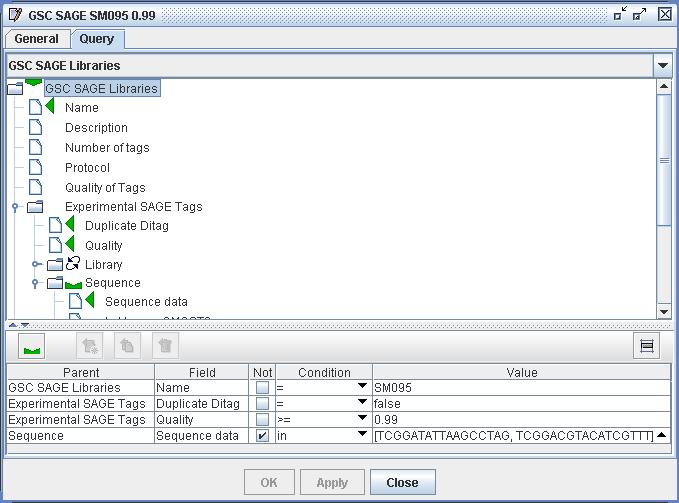 Screenshot of a SAGE library definition
